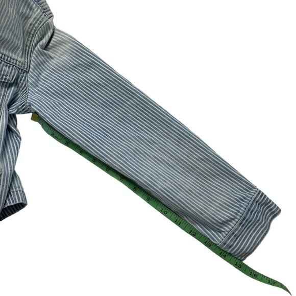 GAP KIDS Railroad Stripe Denim Jacket Size Large 10-11y Girls Lace Up Side Blue - Picture 9 of 9